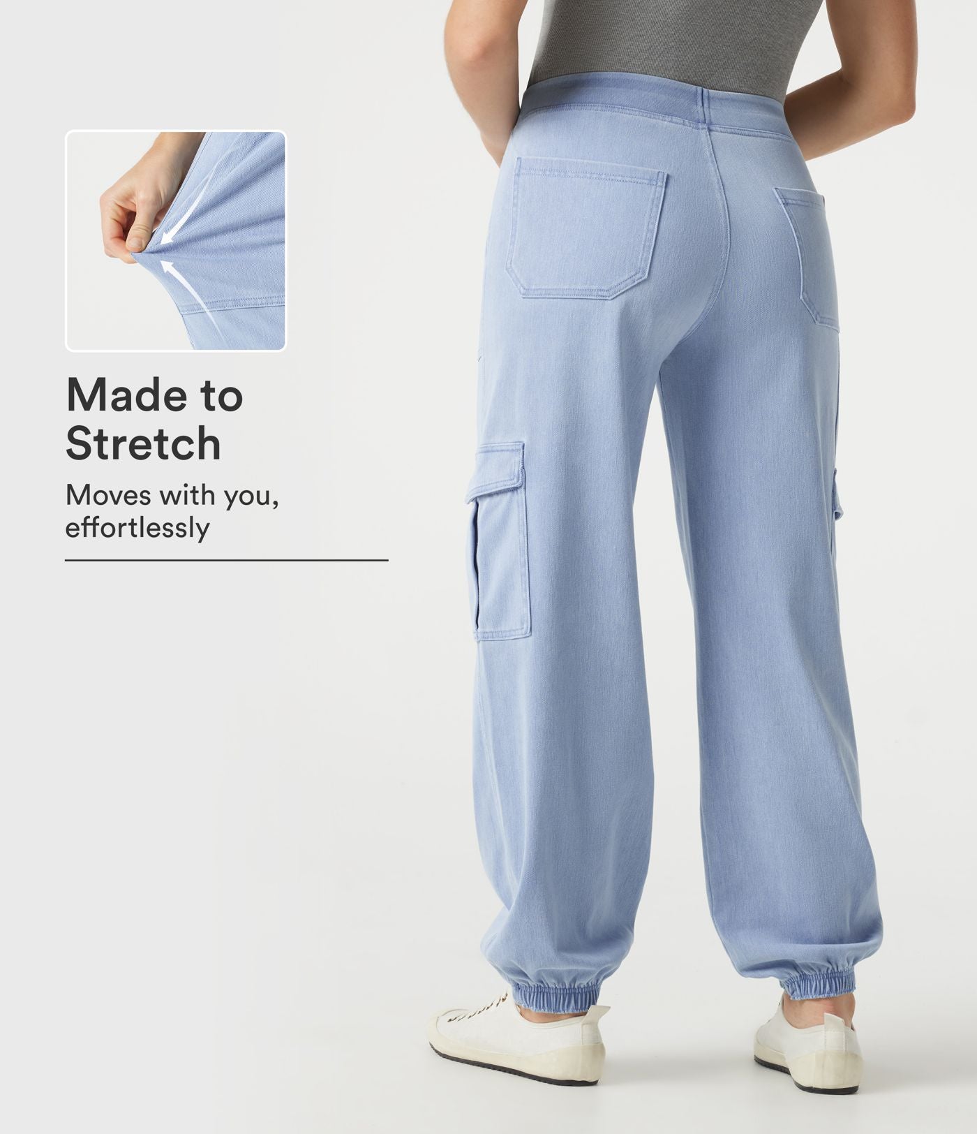 Jogging cargo casual en denim Halara Flex™ taille mi-haute avec poches