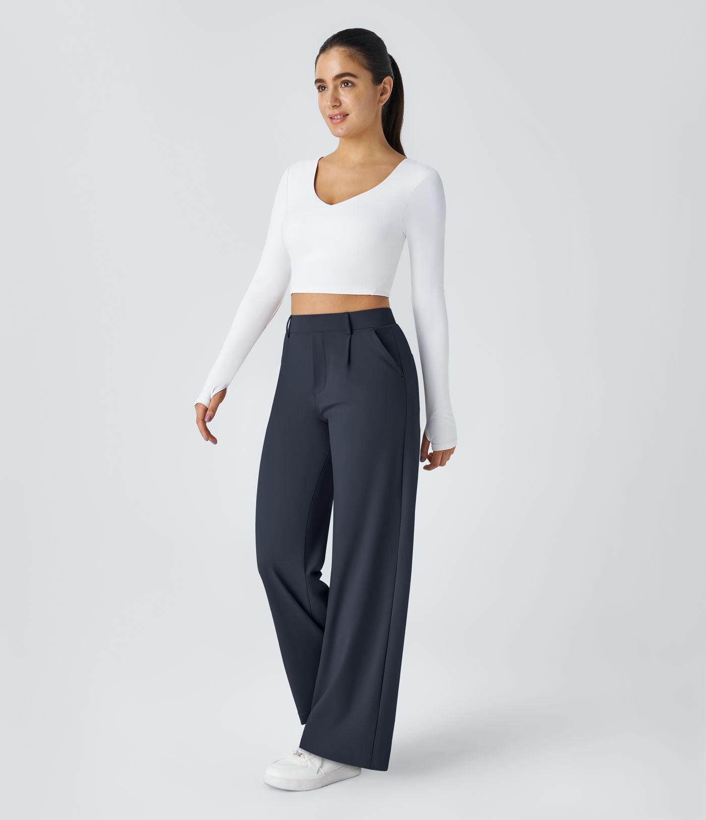 Pantalon tailleur Halara Flex™ DayStretch coupe droite taille haute avec poches