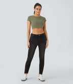 Jean skinny 7/8 décontracté taille basse Halara Flex™ avec poches zippées