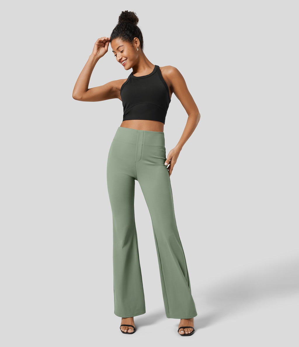 Pantalon tailleur légèrement évasé taille haute avec poches arrière Halara Flex™