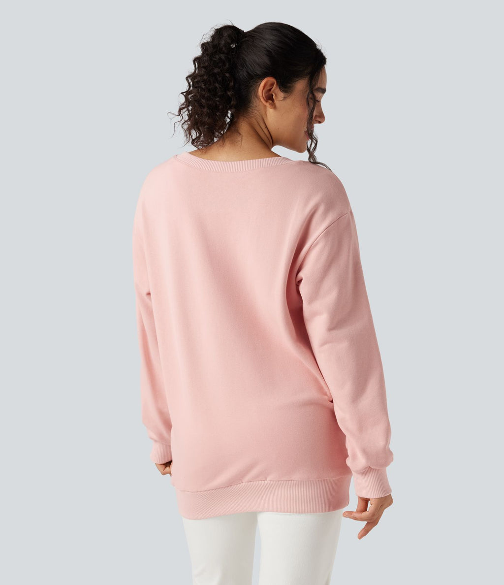 Sweat-shirt en coton oversize nœud dos à manches longues - Réversible devant et dos