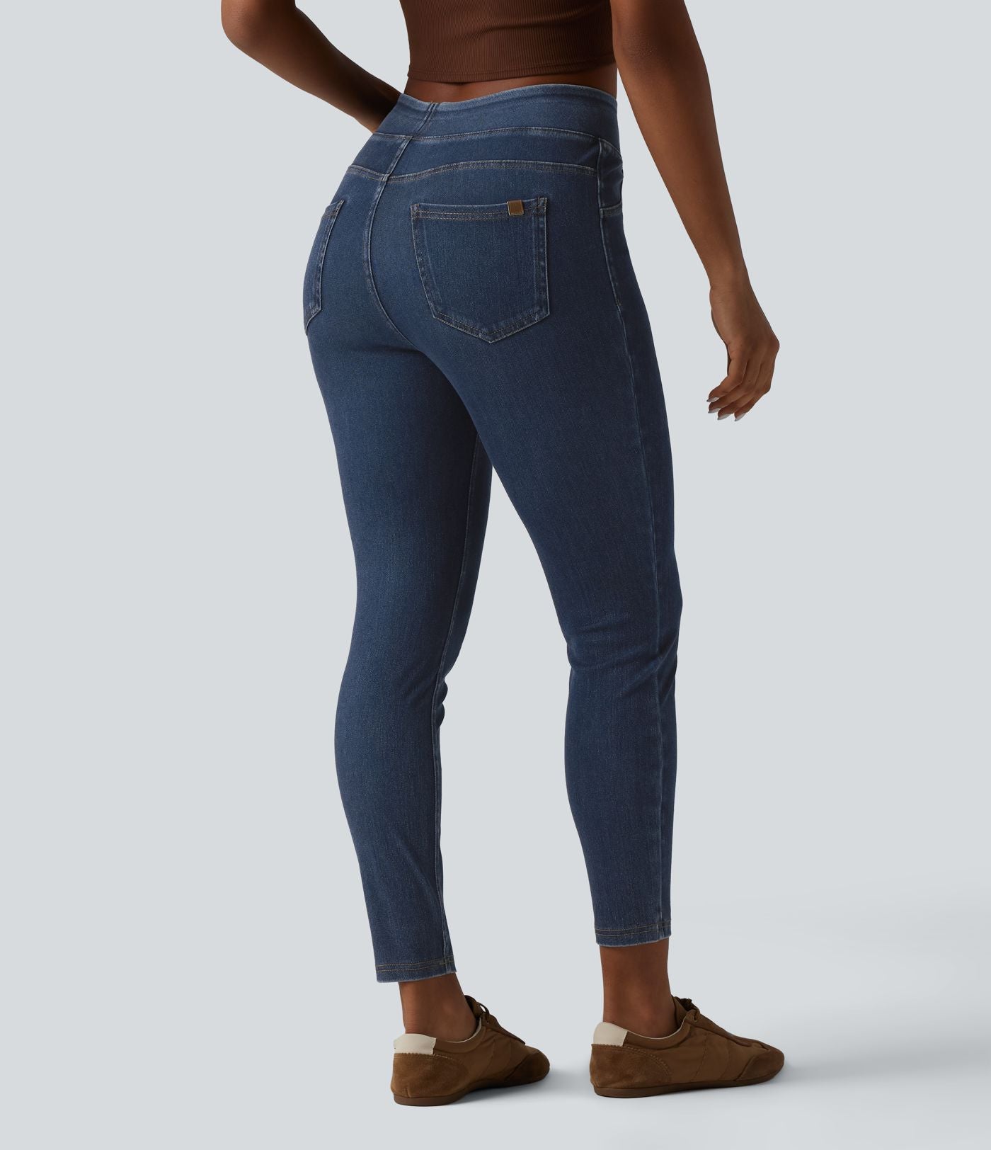 Halara Flex™ Jeggings casual 7/8 taille haute en lyocell drapé effet denim, avec poches