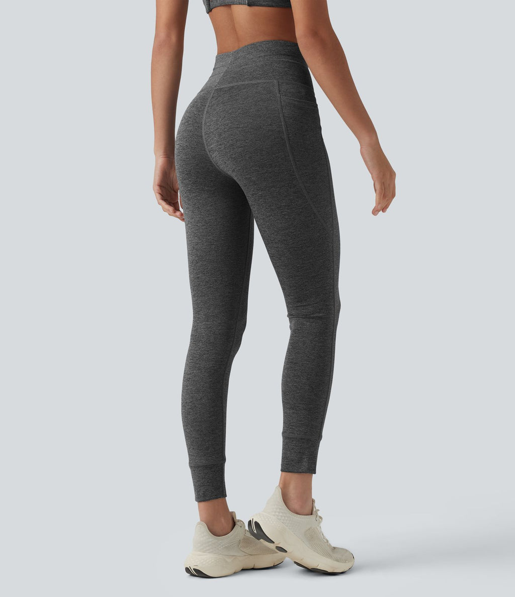 Legging 7/8 de yoga chiné taille haute séchage rapide avec cordon de serrage Halara UltraSculpt™ et poches
