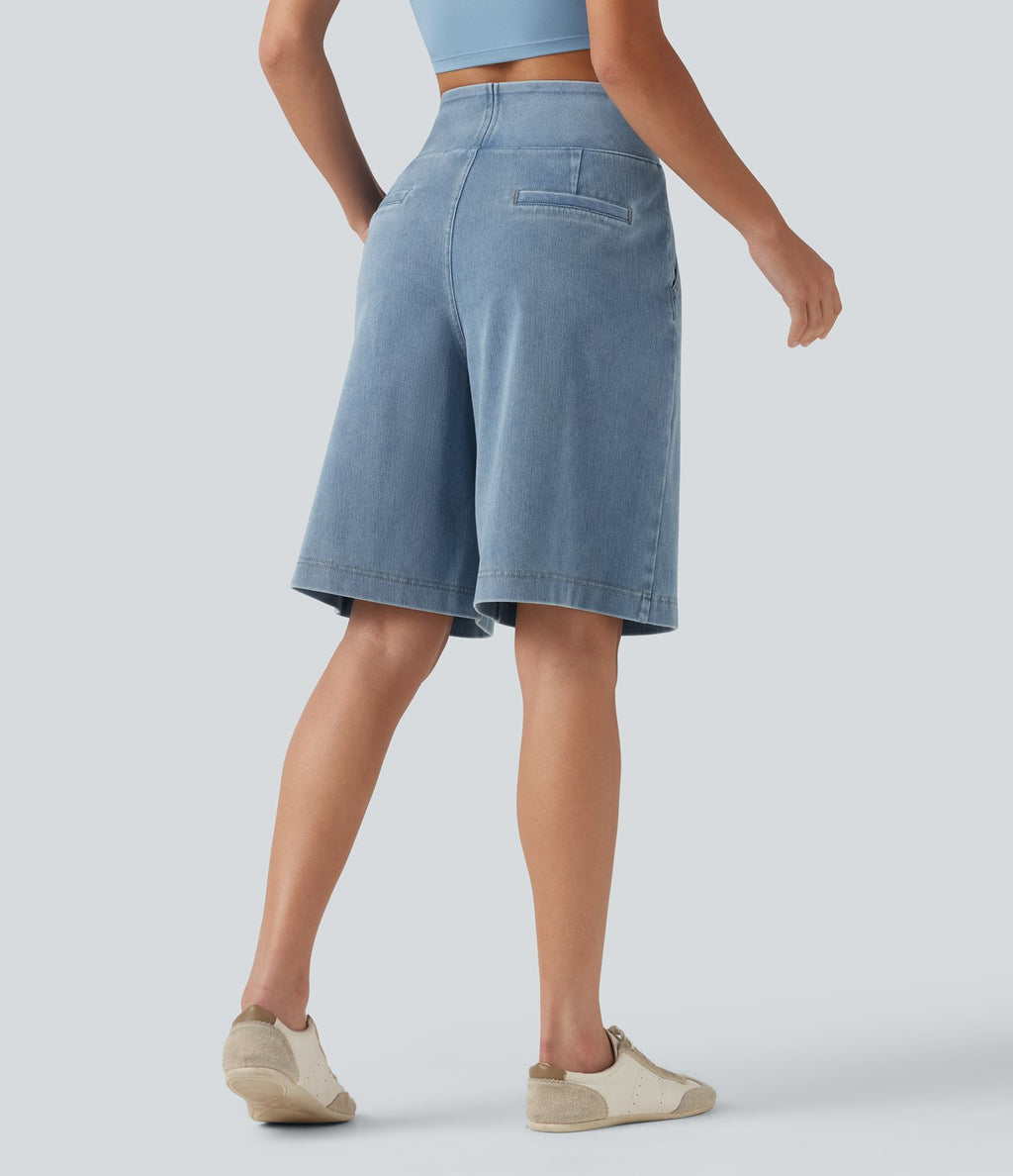 Halara Flex™ Short ample en jean décontracté taille haute 25 cm avec poches