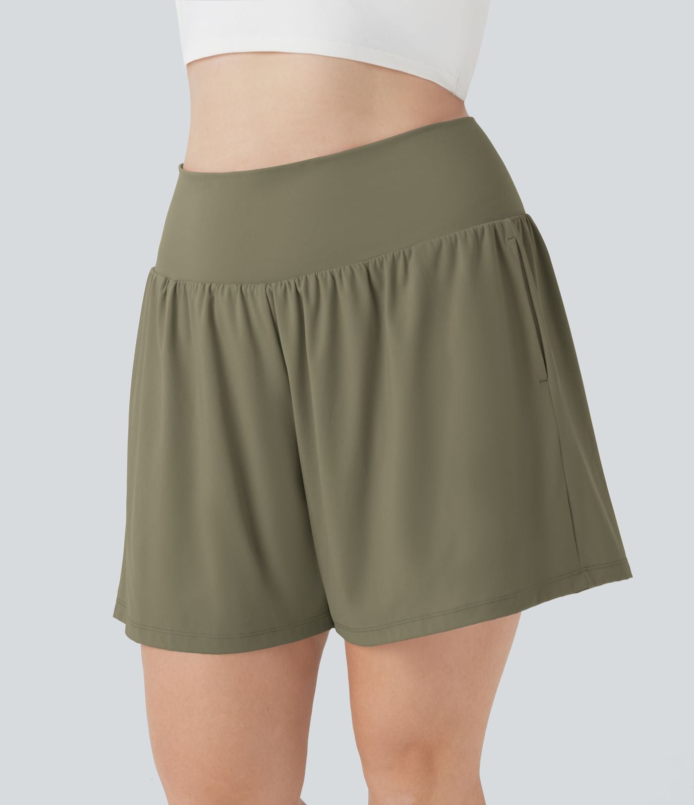Short tailleur 2-en-1 Cool Touch yoga taille très haute Softlyzero™ Airy grande taille 17,5 cm avec poches