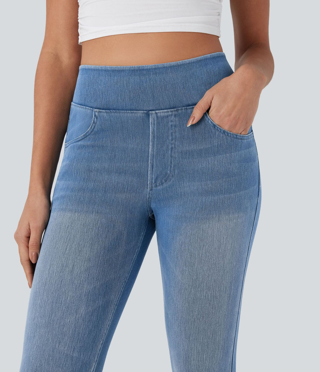 Leggings 7/8 décontractés en denim taille haute avec poches Halara Flex™