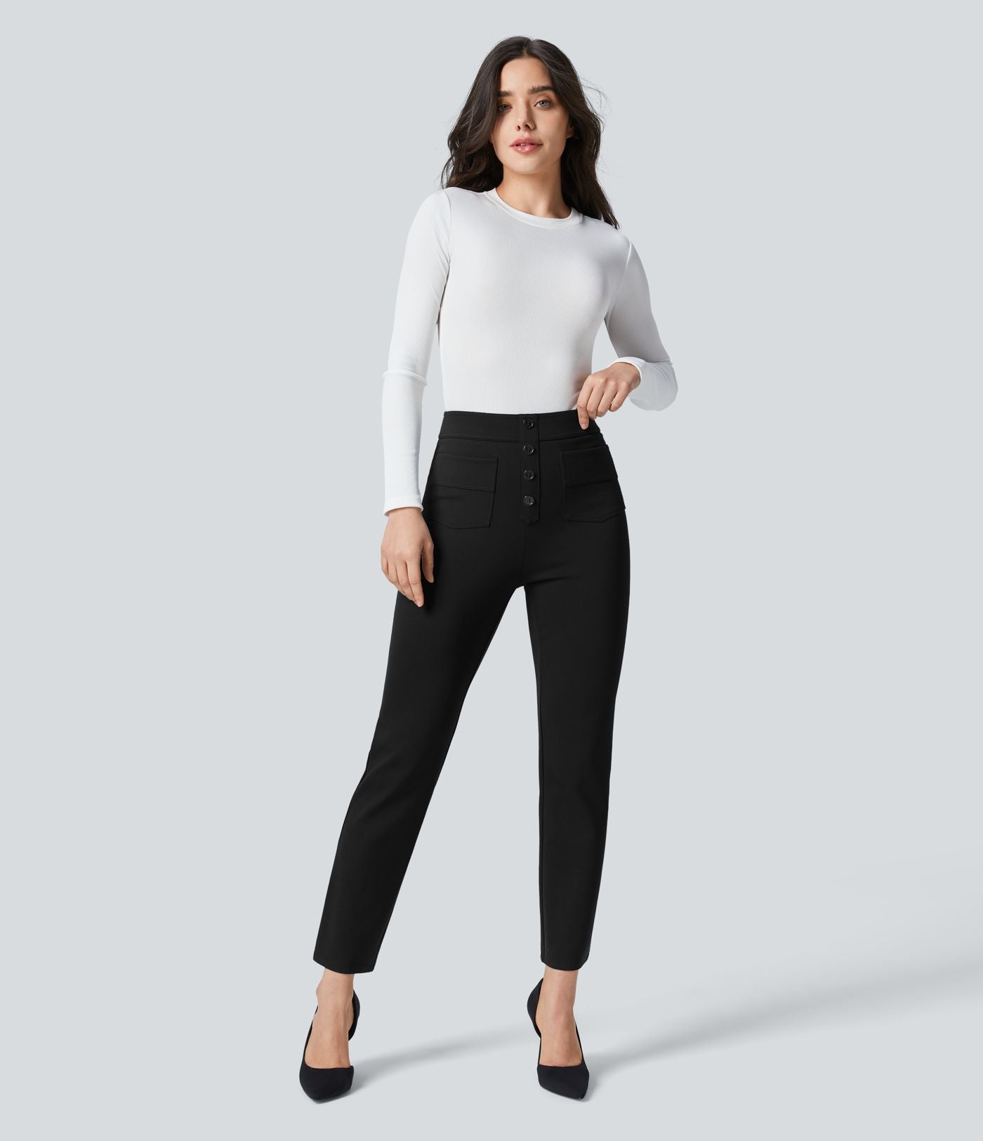 Pantalon de travail longueur cheville taille haute Halara Flex™ avec poches