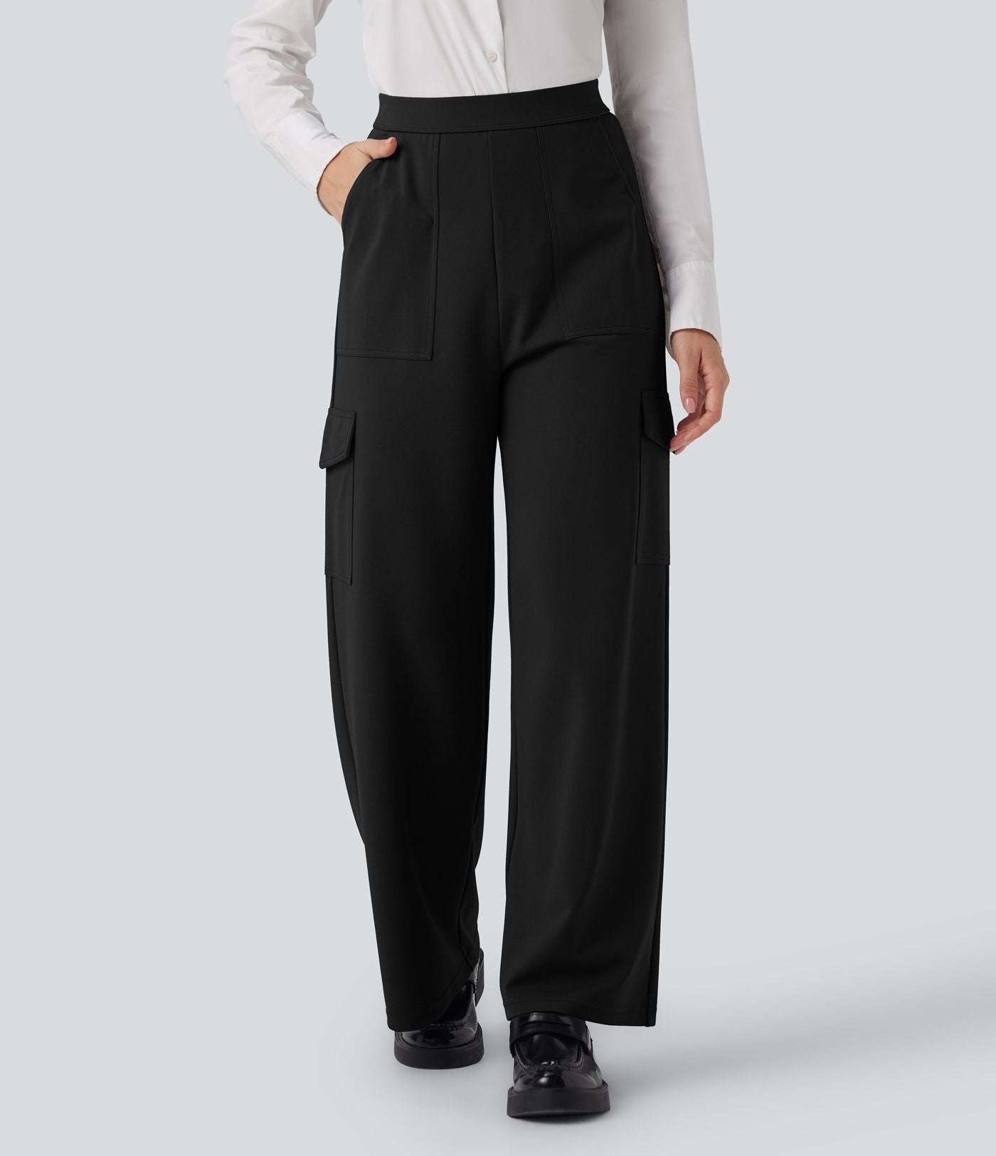 Pantalon cargo de travail coupe droite taille haute Halara Flex™ avec poches