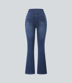 Halara Flex™ Jean bootcut décontracté extensible délavé taille haute à poches multiples