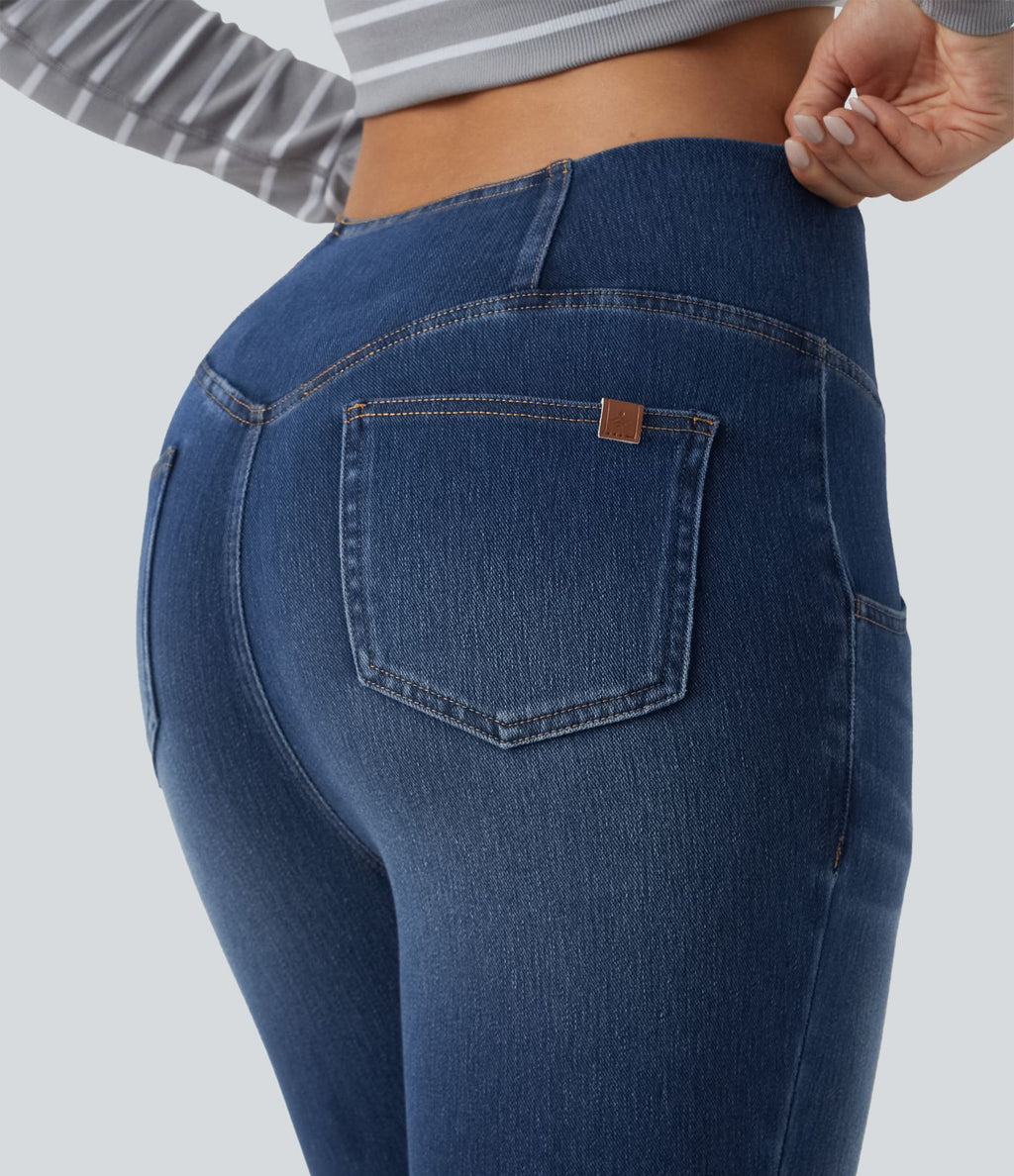 Jegging capri décontracté Halara Flex™ denim croisé taille haute avec poches