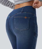 Jegging capri décontracté Halara Flex™ denim croisé taille haute avec poches