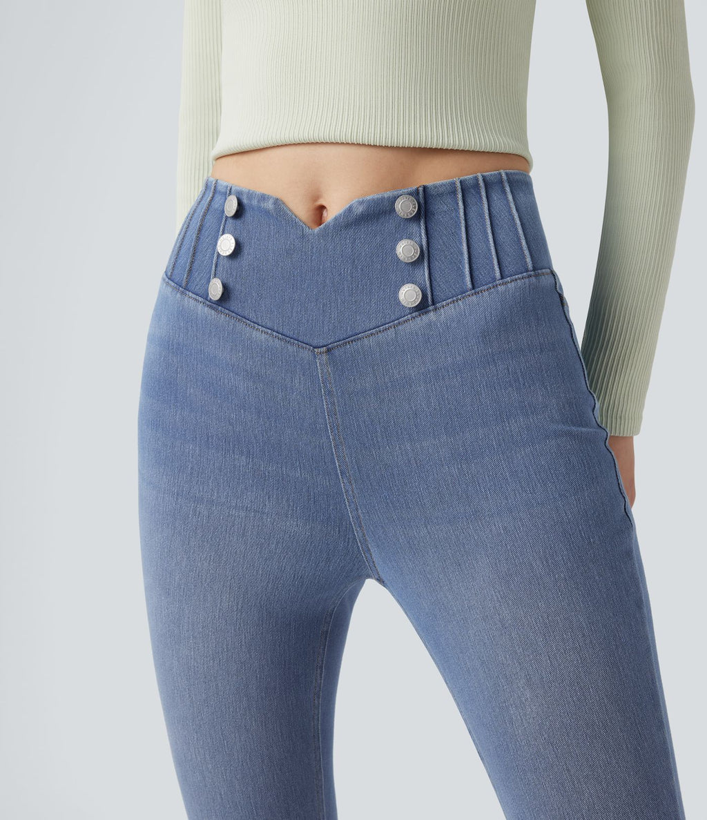 Legging 7/8 skinny en denim Halara Flex™ taille haute gainant avec poches