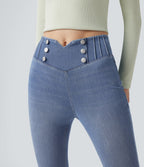 Legging 7/8 skinny en denim Halara Flex™ taille haute gainant avec poches