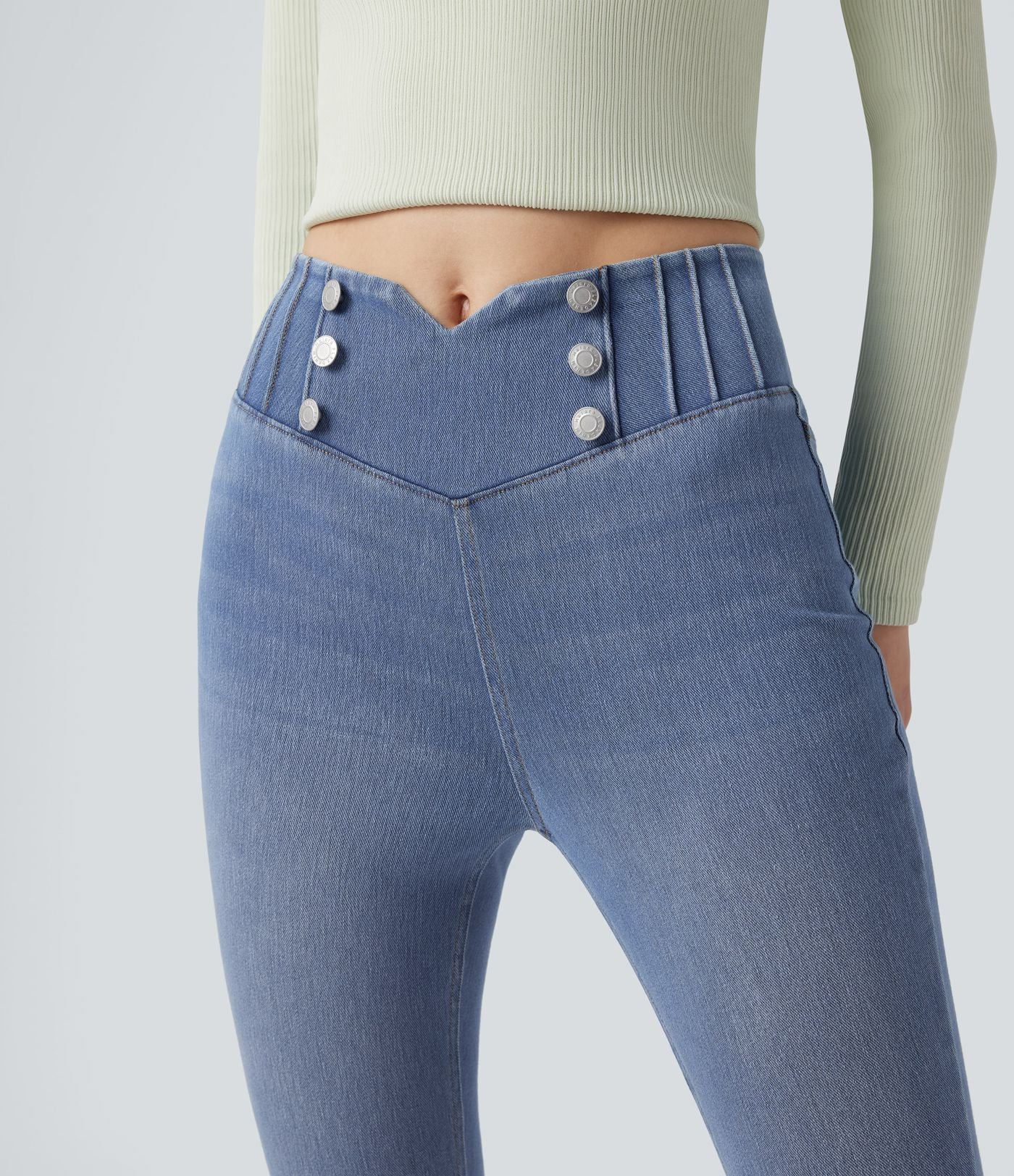 Legging 7/8 skinny en denim Halara Flex™ taille haute gainant avec poches