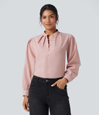 Chemise décontractée col officier manches longues