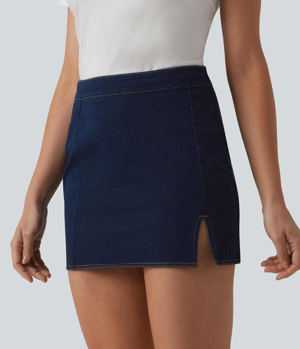Halara Flex™ Jupe mini moulante casual en jean taille mi-haute