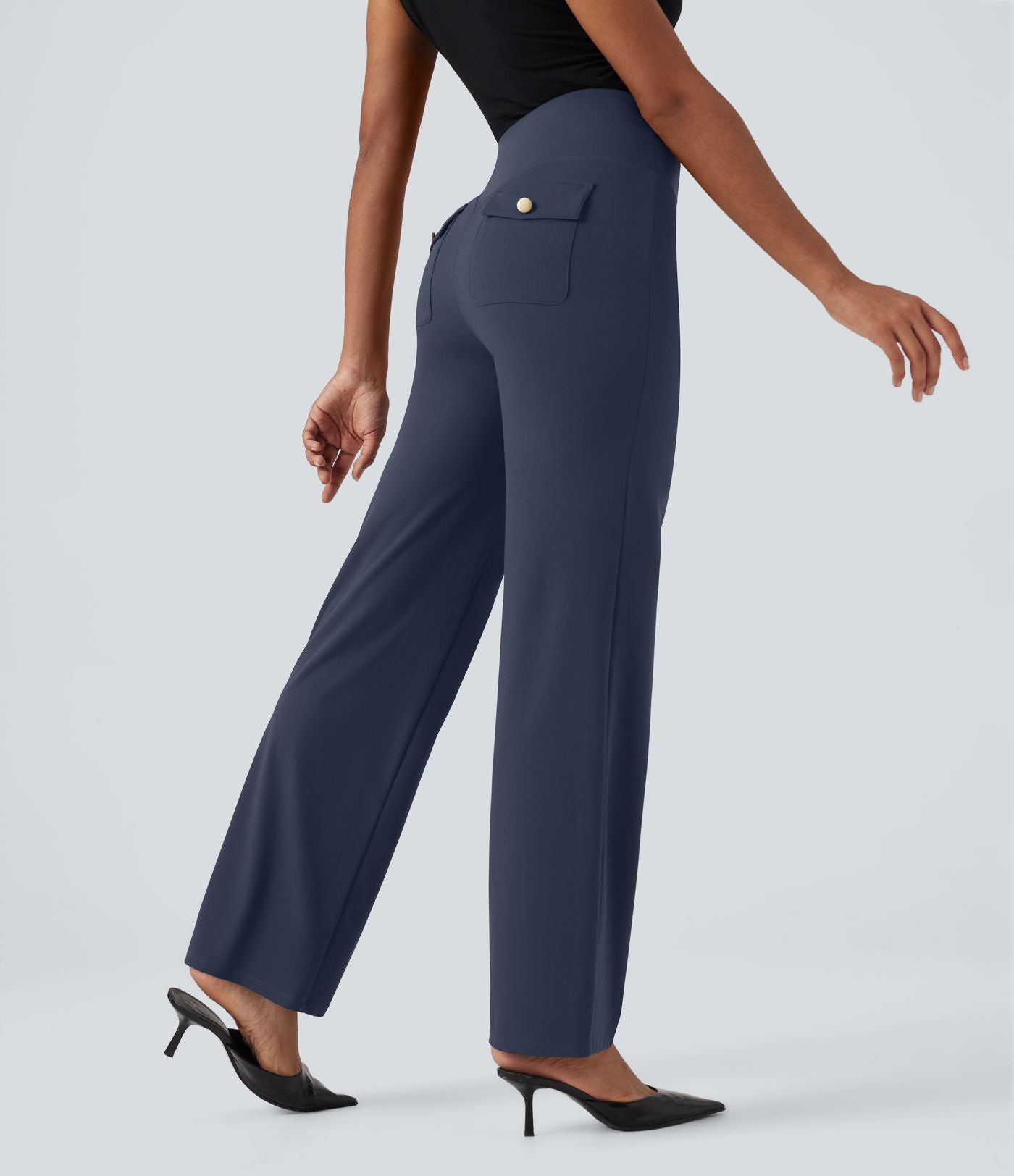 Pantalon de travail droit gainant taille haute avec poches Halara UltraSculpt™