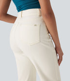 Halara Flex™ Jean casual délavé jambe droite taille haute gainant avec poches
