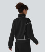 Sweat bicolore en polaire col montant avec demi-zip et manches longues