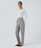 Pantalon tailleur Halara Flex™ fuselé uni, taille haute, avec poches
