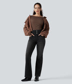 Jean évasé Halara Flex™ taille haute froncé avec poches
