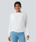 Haut de sport yoga col rond manches longues froncé - UPF50+