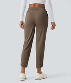Pantalon de golf fuselé, taille mi-haute, cordon, ourlet courbé, séchage rapide, avec poches—UPF40+