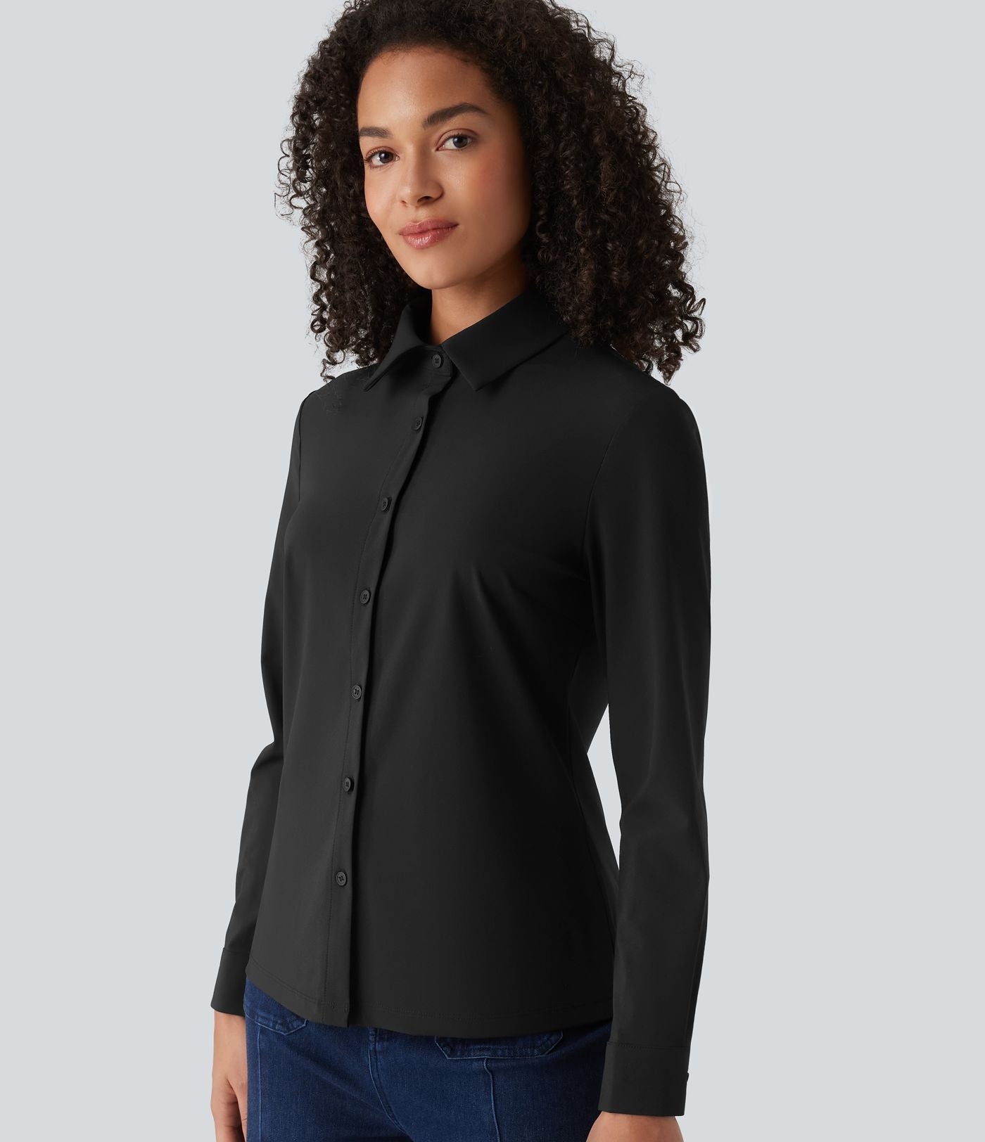 Chemise de travail infroissable à séchage rapide col manches longues