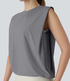Débardeur de yoga col rond froncé, tissu rafraîchissant - Protection UPF50+