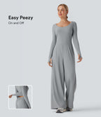 Combinaison workout SoftlyZero™ Airy manches longues trous pouces Cool Touch avec poches - Édition Easy Peasy