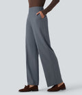 Pantalon tailleur taille haute fermeture éclair jambe droite avec poches