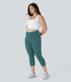 Softlyzero™ Legging Capri de Yoga Grande Taille Taille Haute avec Poche et Découpe Croisée