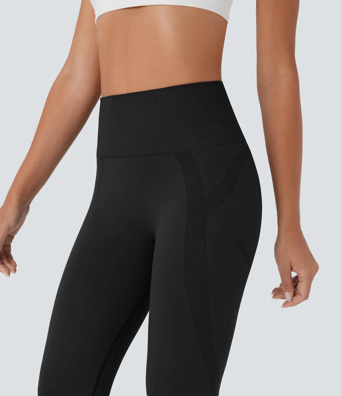 Legging capri yoga taille haute froncé sans couture OneForm Seamless Flow
