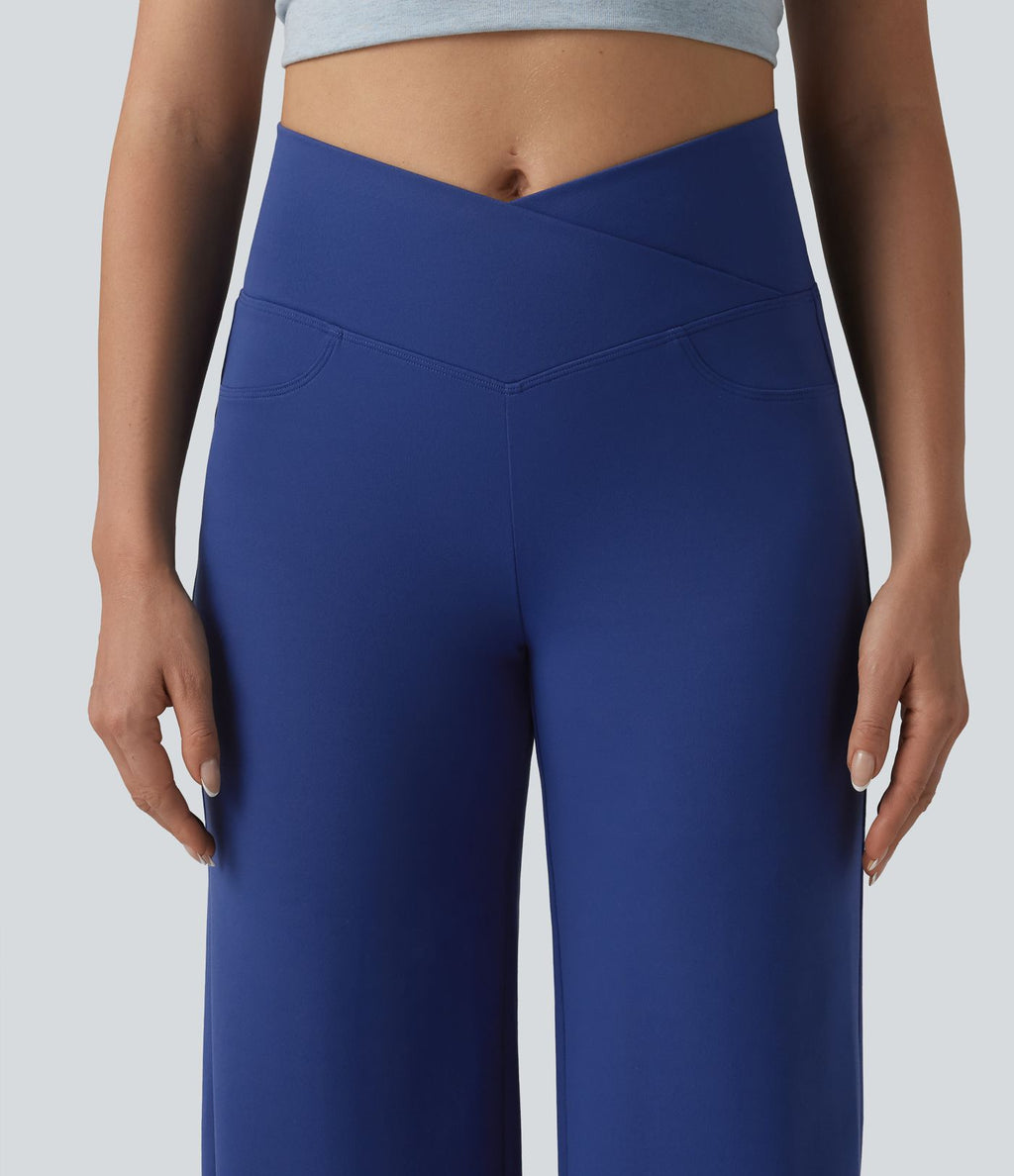 Pantalon bootcut casual DayStretch croisé taille haute ventre plat avec poches