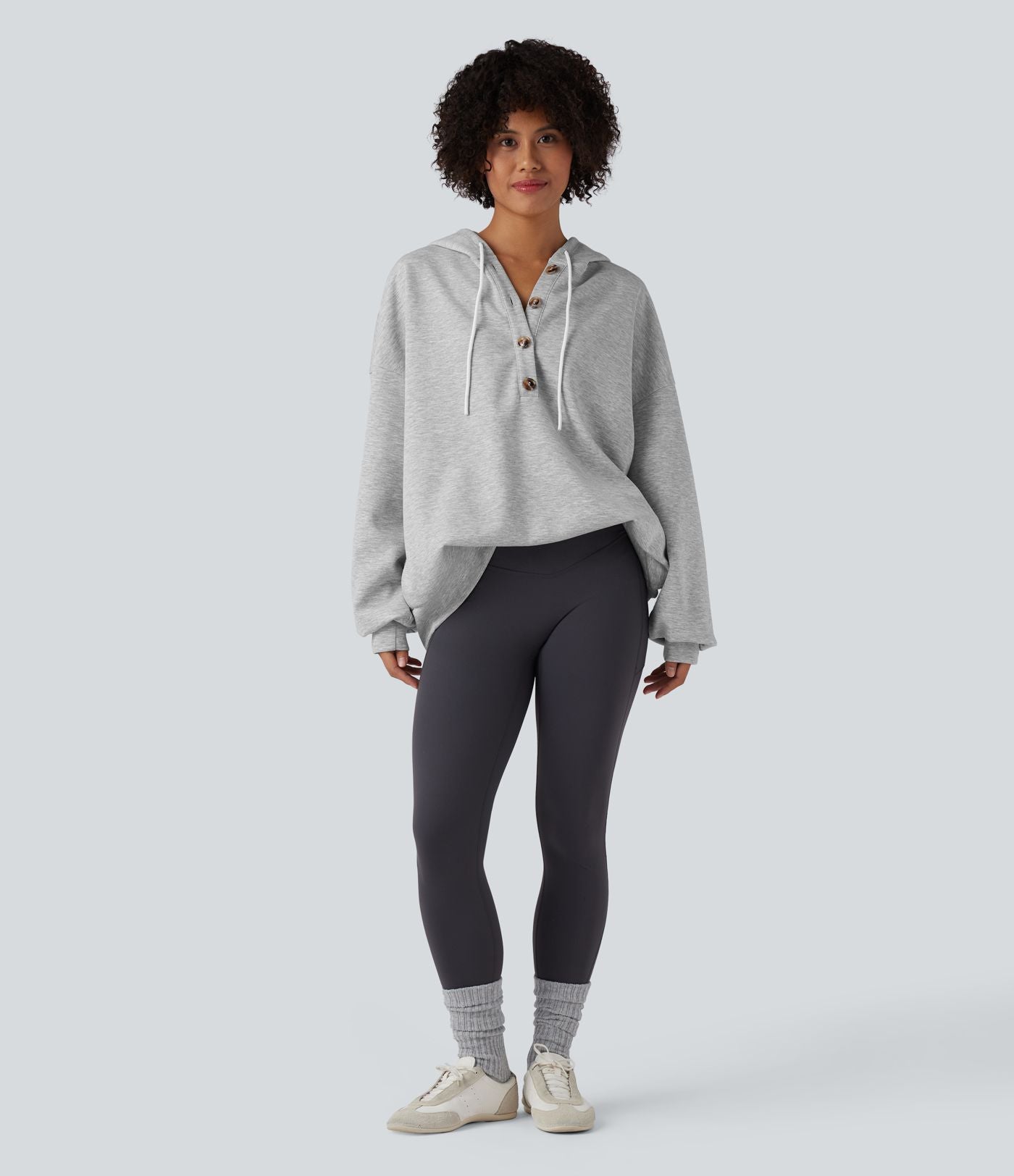 Sweat-shirt décontracté à capuche, cordon de serrage, manches longues et poches