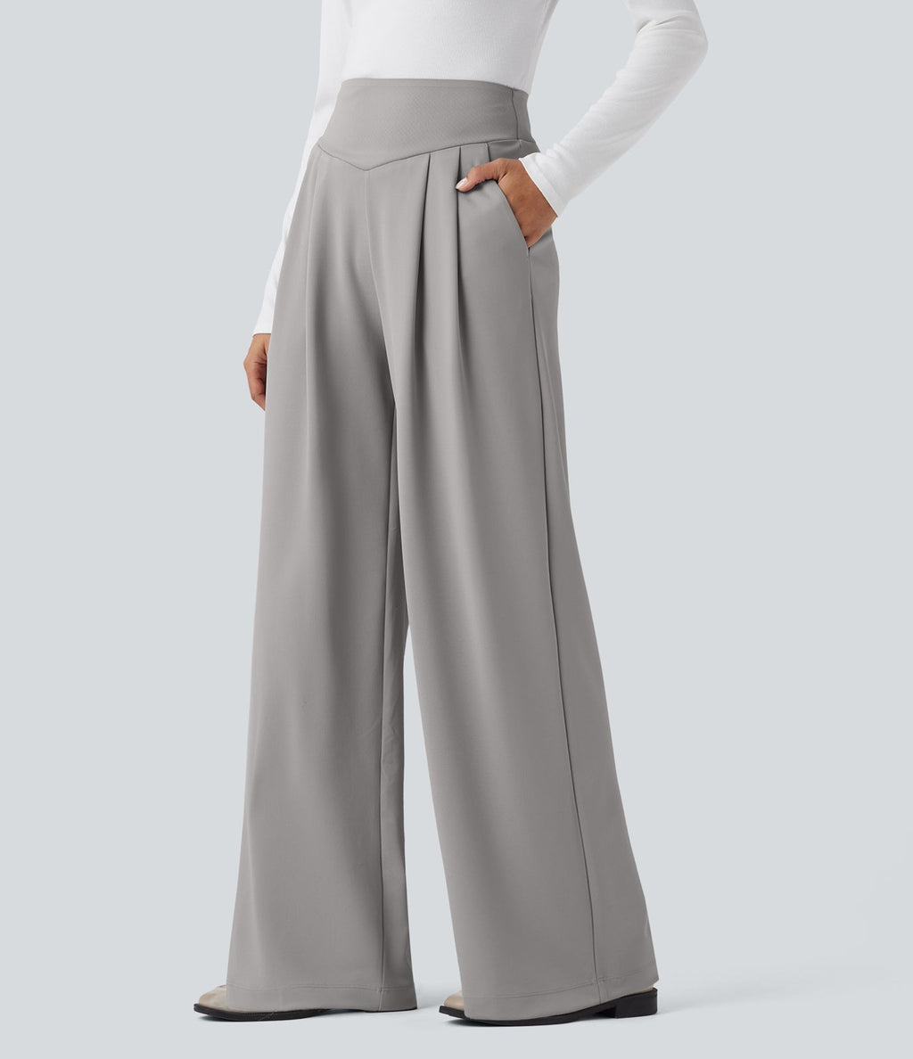 Pantalon de travail droit Halara Flex™ taille haute gainant en crêpe avec poches