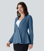 Veste péplum de travail col en V avec un bouton