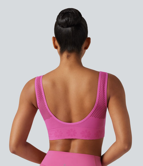 Brassière de sport OneForm Seamless Flow sans couture à col V, maintien léger, pour le yoga