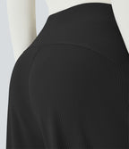Halara Flex™ Pantalon Tailleur Évasé à Taille Haute Sculptant la Silhouette avec Poches Latérales Micro Waffle
