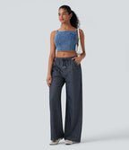 Jogging taille basse Halara Flex™ jambes larges, effet sparkle, avec poches