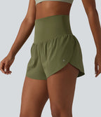 Breezeful™ Short de sport 2 en 1 taille très haute rabattable ourlet croisé à séchage rapide avec poches