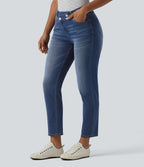 Jean 7/8 Halara Flex™ asymétrique casual taille haute avec poches