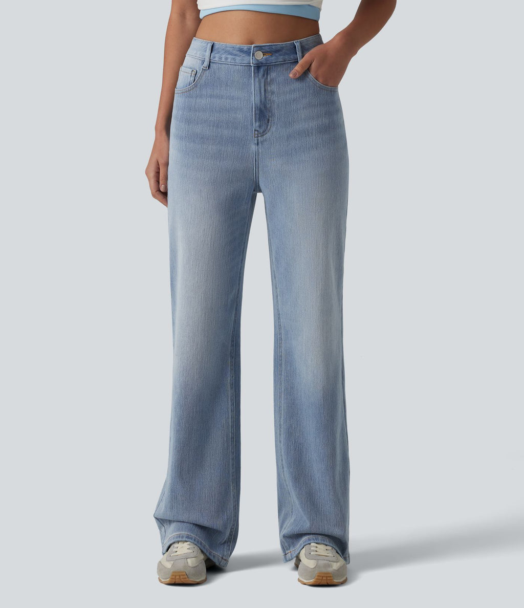 Halara Flex™ Jean droit casual taille haute avec poches
