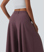 Pantalon culotte décontracté 7/8 à taille mi-haute plissé avec poches