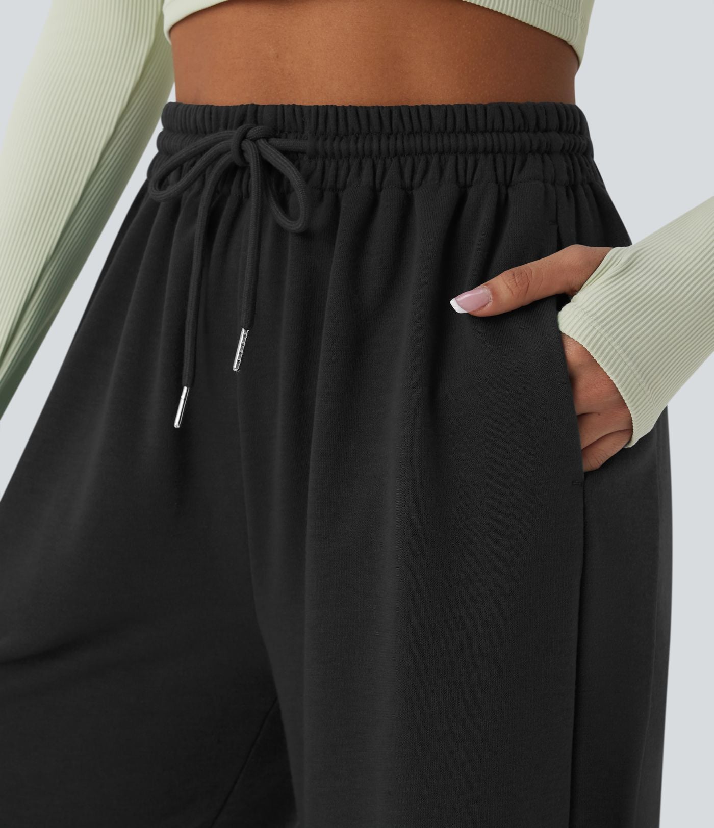 Jogging de running taille haute avec poches et cordon de serrage