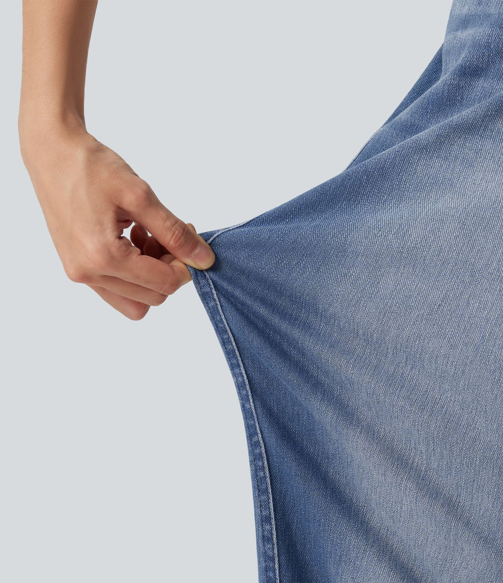 Jean barrel leg Halara Flex™ taille mi-haute, à revers avec poches