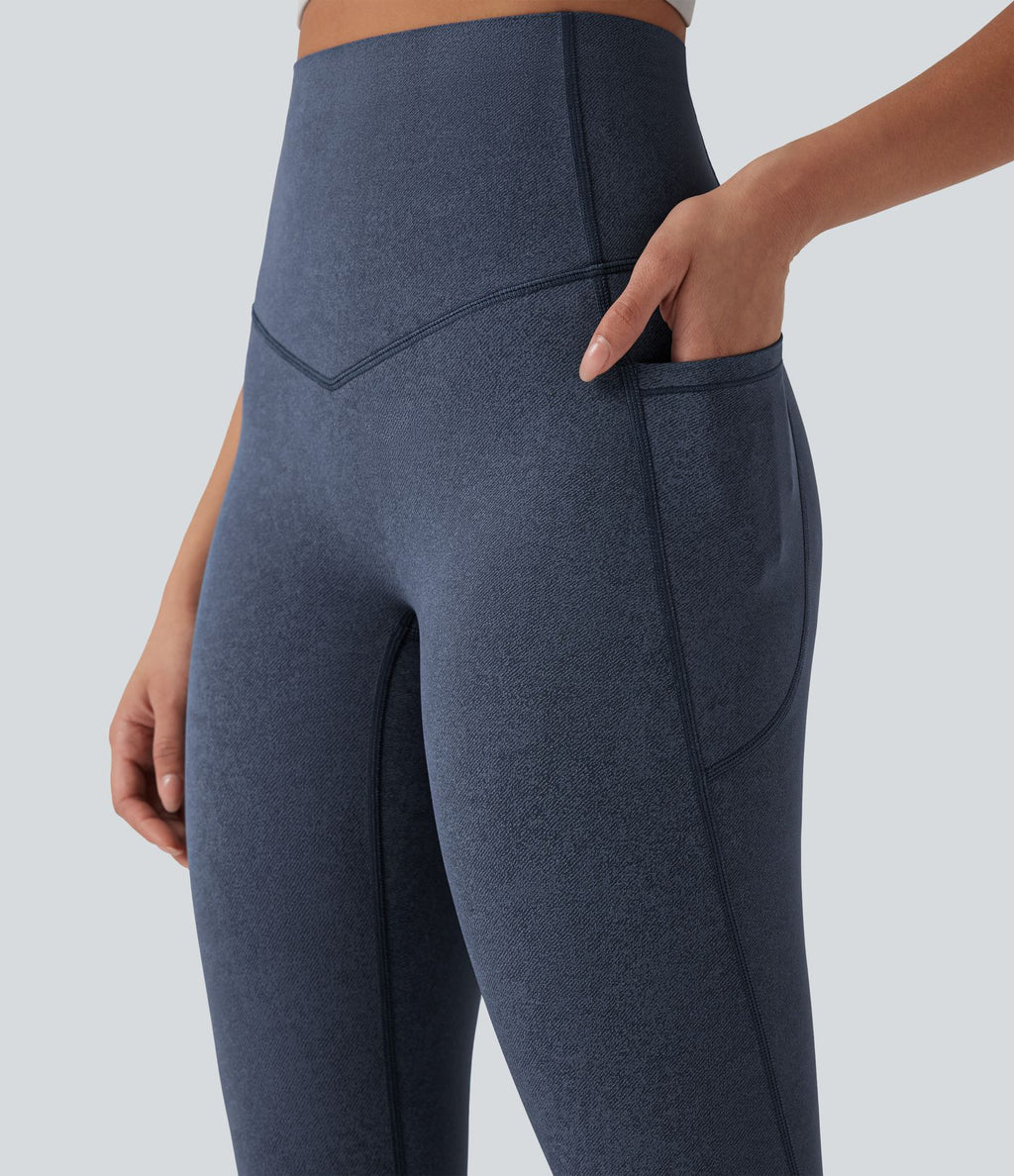 Legging de yoga gainant taille haute imprimé denim avec poches Halara UltraSculpt™