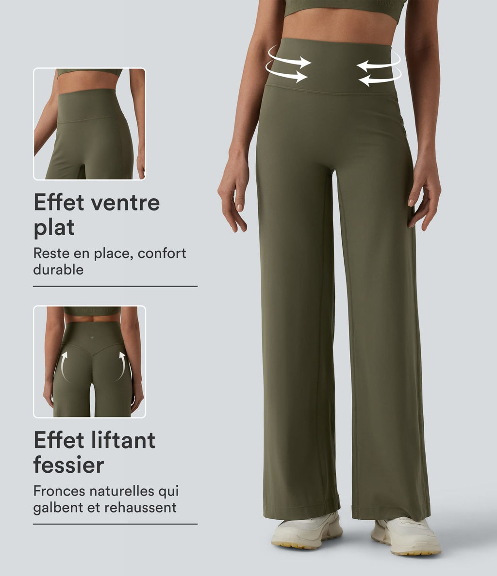 SoftlyZero™ Pantalon yoga coupe droite gainant taille haute à fronces - UPF50+