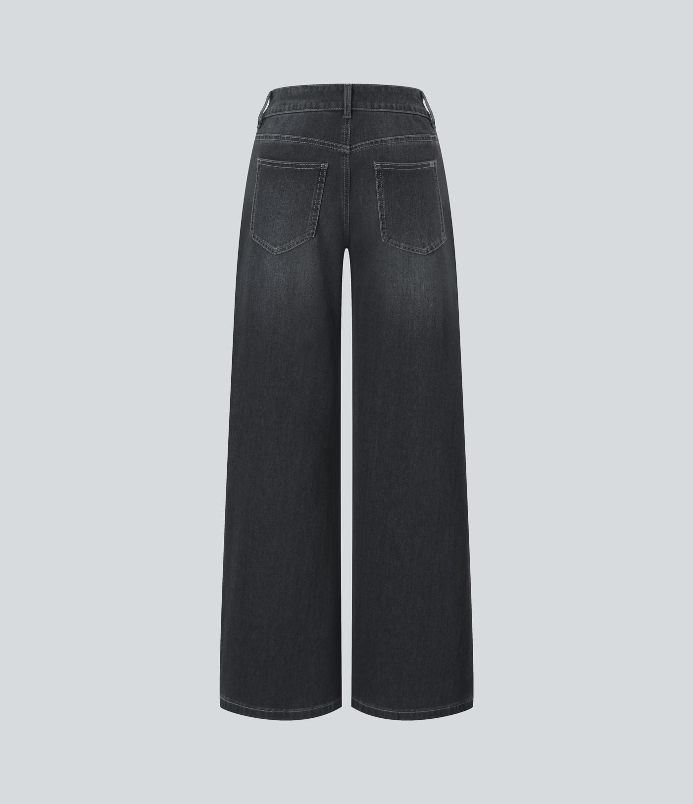 Halara Flex™ Jean Large Casual Taille Basse avec Boutons Zip Multiples Poches Lavés Élastiques et Tricotés