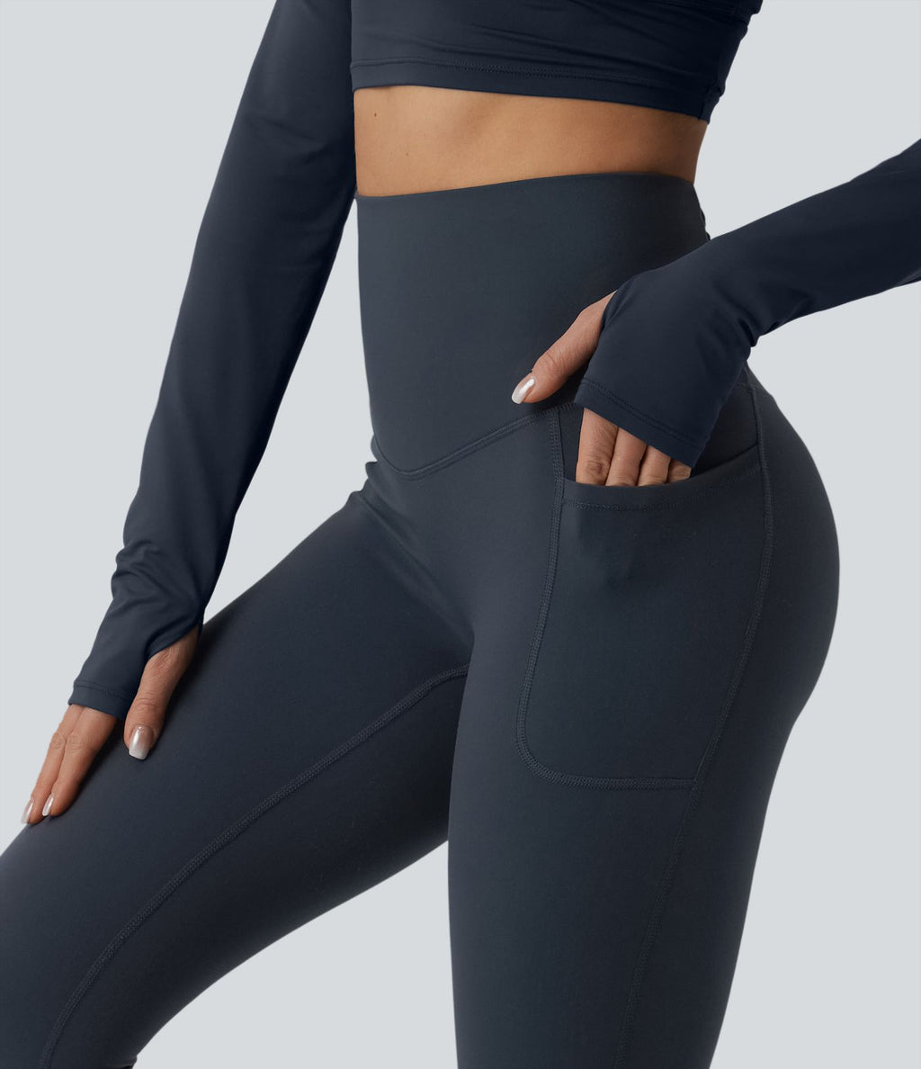 Halara Ultrasculpt™ Legging de running gainant taille haute dos croisé avec poches